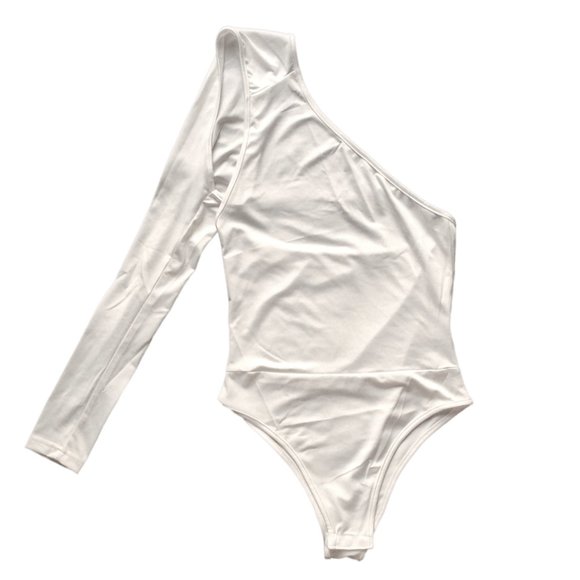 One Sleeve Asymmetric Cotton Bodysuit S *NWOT* - Picture 4 of 5